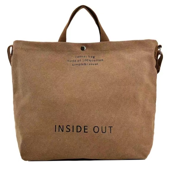 . Handbags - NWOT Large Brown Canvas Shoulder Bag
